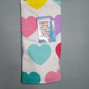 Hearts  Beach Towel Swim Pool  28 x 58 Inches New w Tags